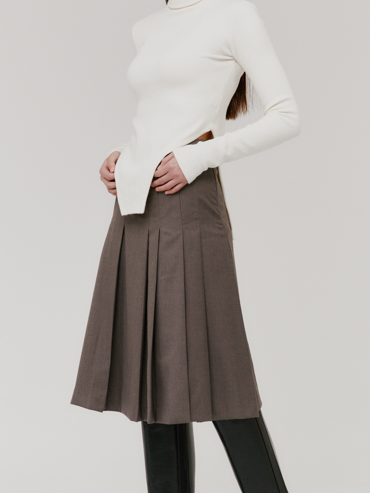 [select] Modern pleats skirts - Grey