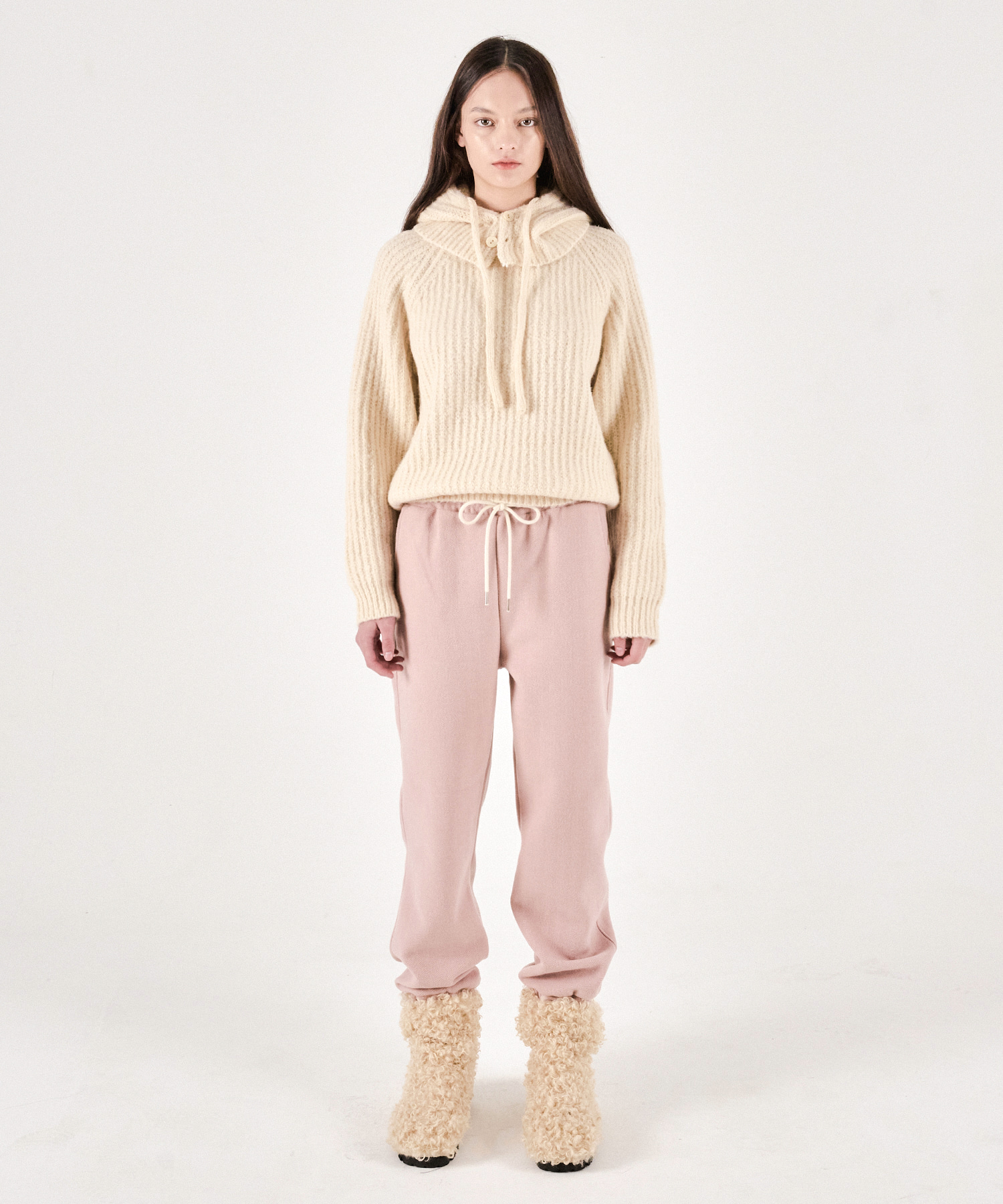 [select] Hood warmer set knit - Beige