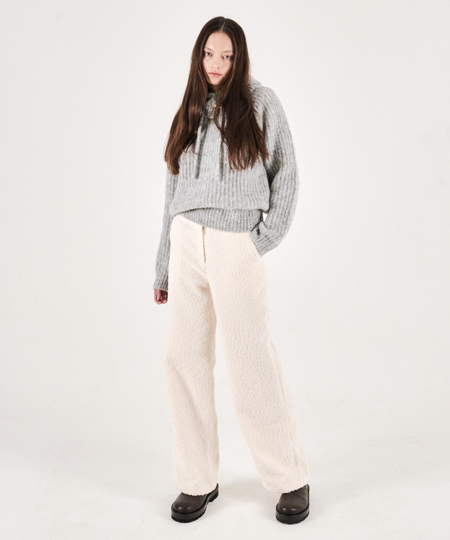 [select] Hood warmer set knit - Grey