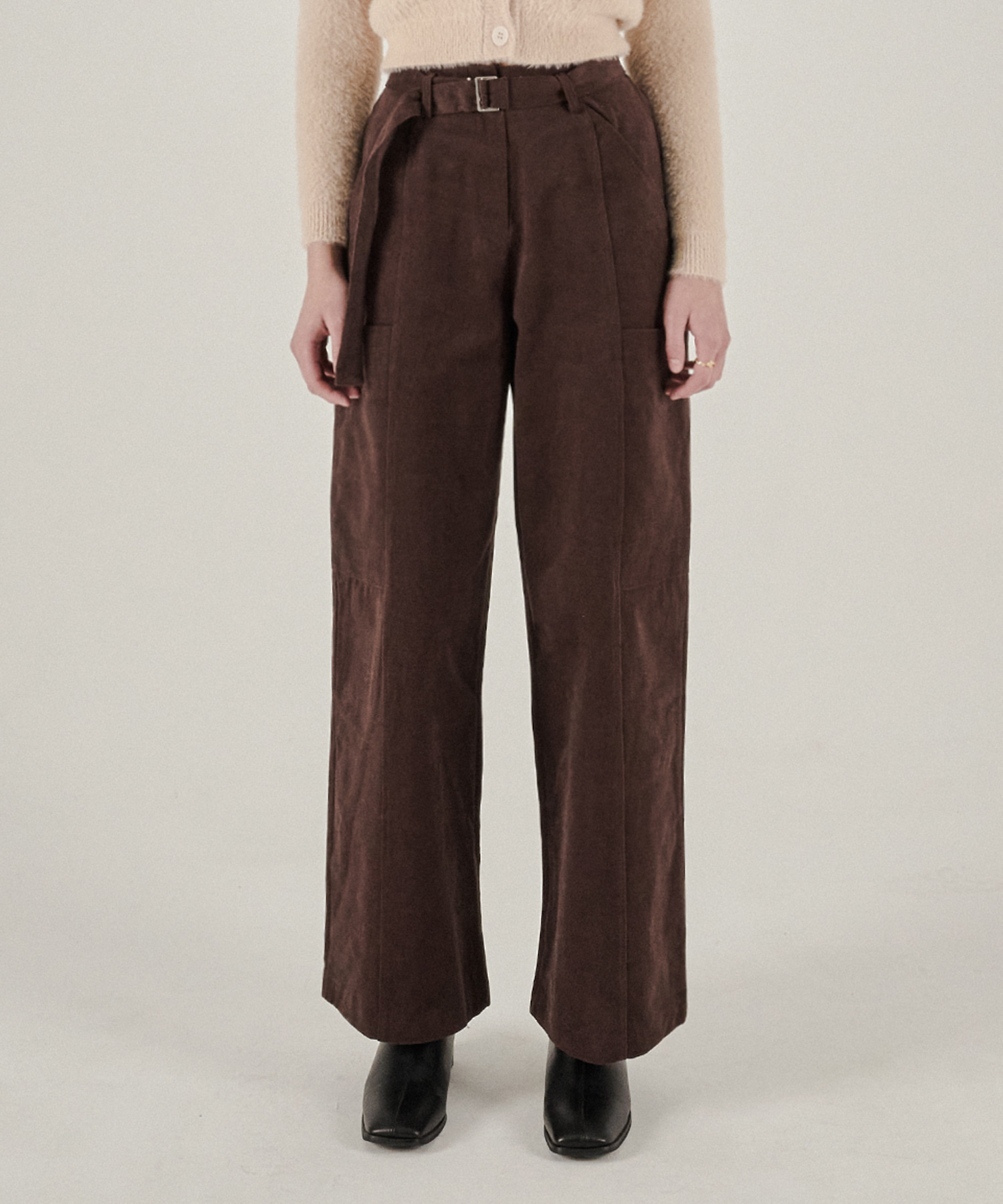 [select] velvet pocket pants - Brown