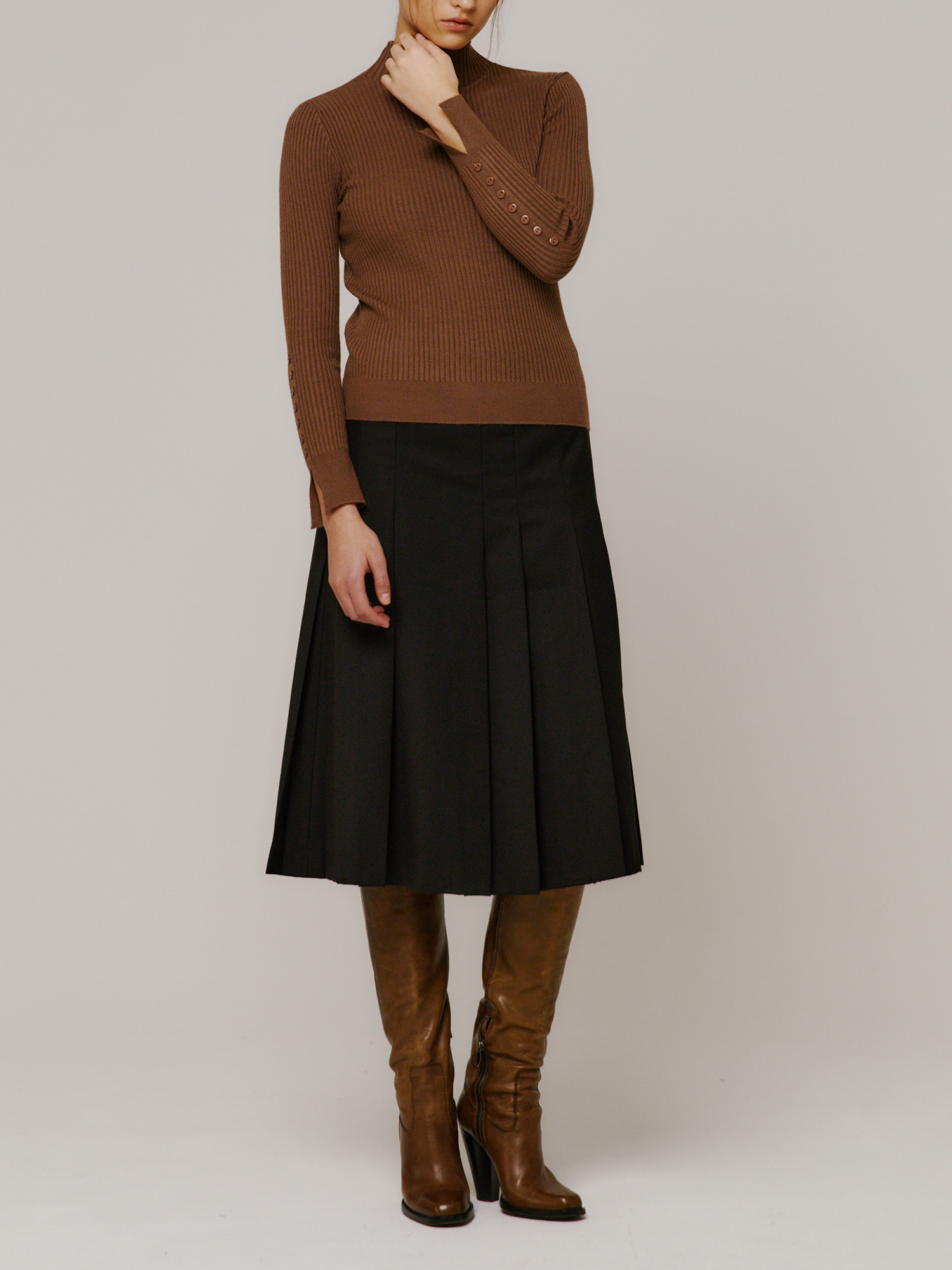 [select] Modern pleats skirts - Black